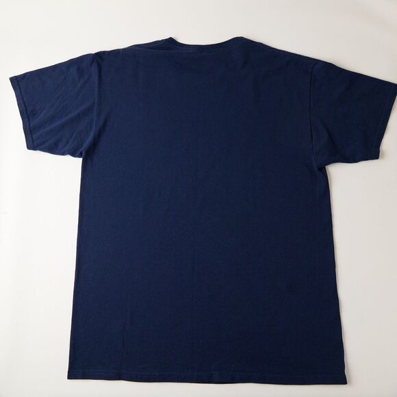 Jerzees Dri-Power T-Shirt Men's Large Navy Graphic Beyer Pride Cotton Crew Neck - Picture 9 of 10